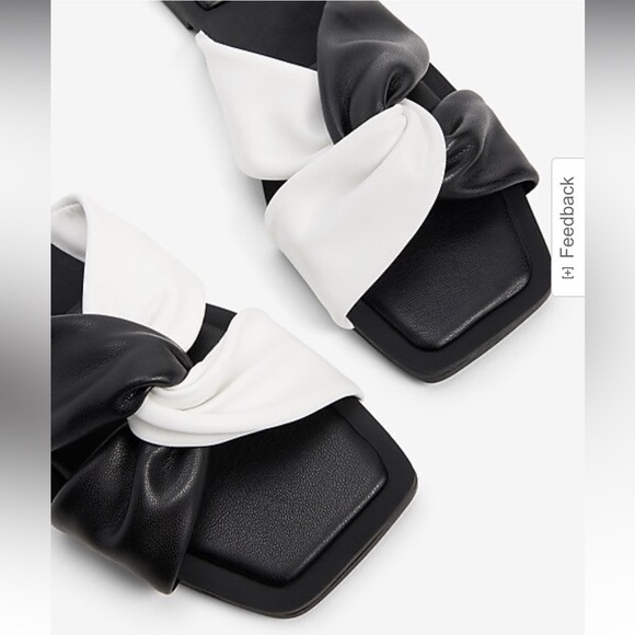 Brand New W/ Tag Express Black & White Twist Strap Flat Sandals - Size 8.5 - Picture 2 of 4